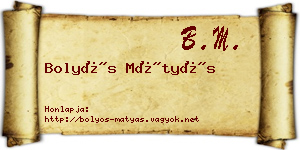 Bolyós Mátyás névjegykártya