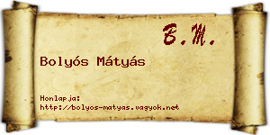 Bolyós Mátyás névjegykártya